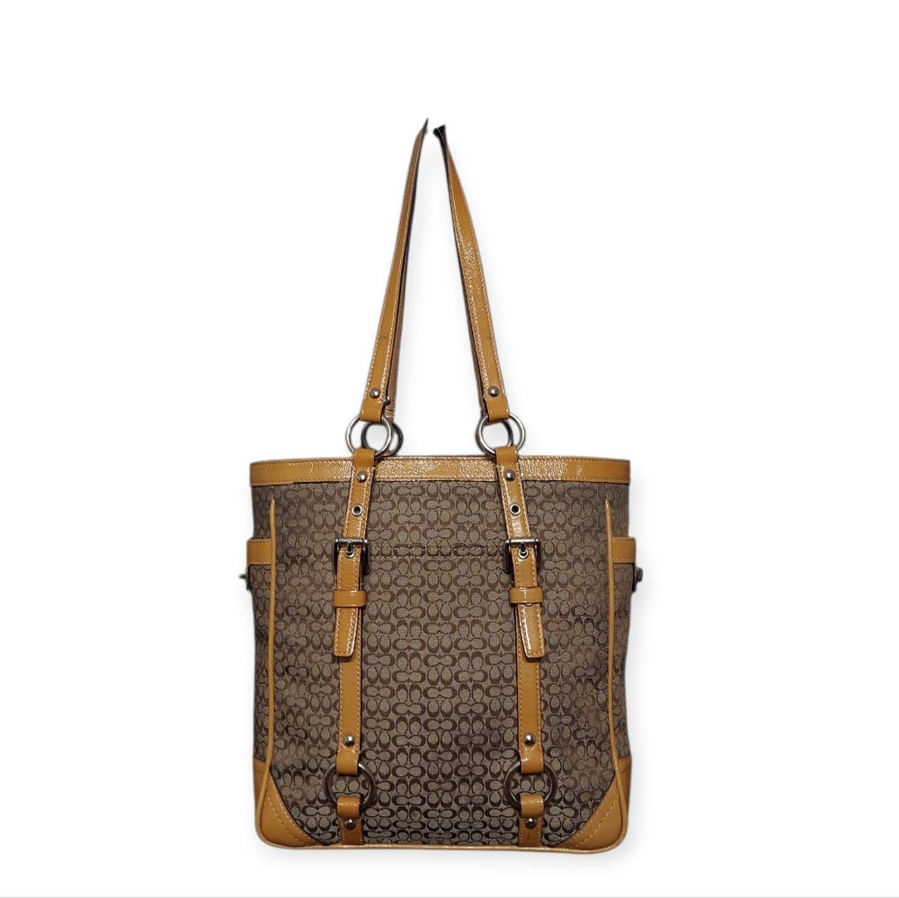 Coach Y2K Vintage Signature Gallery Jacquard & Leather Tote EUC No. F12344